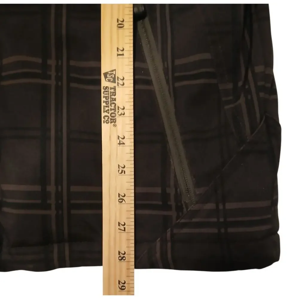 Mens Small Heavy Coat Full Zip Softshell Black Gray Plaid‎ Insulated Zip Pockets